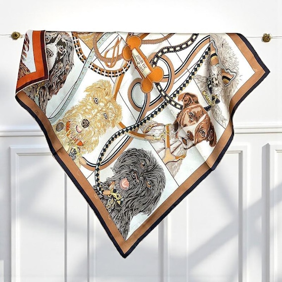 Mulberry Silk Scarf: Dog Print Bandana, Elegant Women's Neckerchief