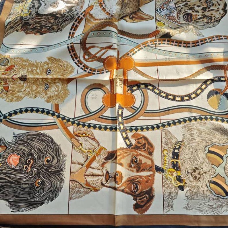 Mulberry Silk Scarf: Dog Print Bandana, Elegant Women's Neckerchief image 3
