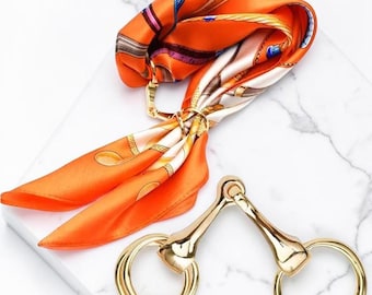 Gold Horse Bit Ring Elegant Neckerchief Holder Equestrian Accessory