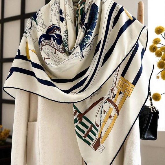 Wool Silk Scarf – Horse Print Shawl, Poncho & Wrap 53 display picture 1