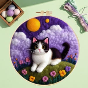 DIY Cat Needle Felting Kit – Beginner Wool Craft Set with Tools & Instructions | Handmade Animal Home Décor Project for Adults and Kids