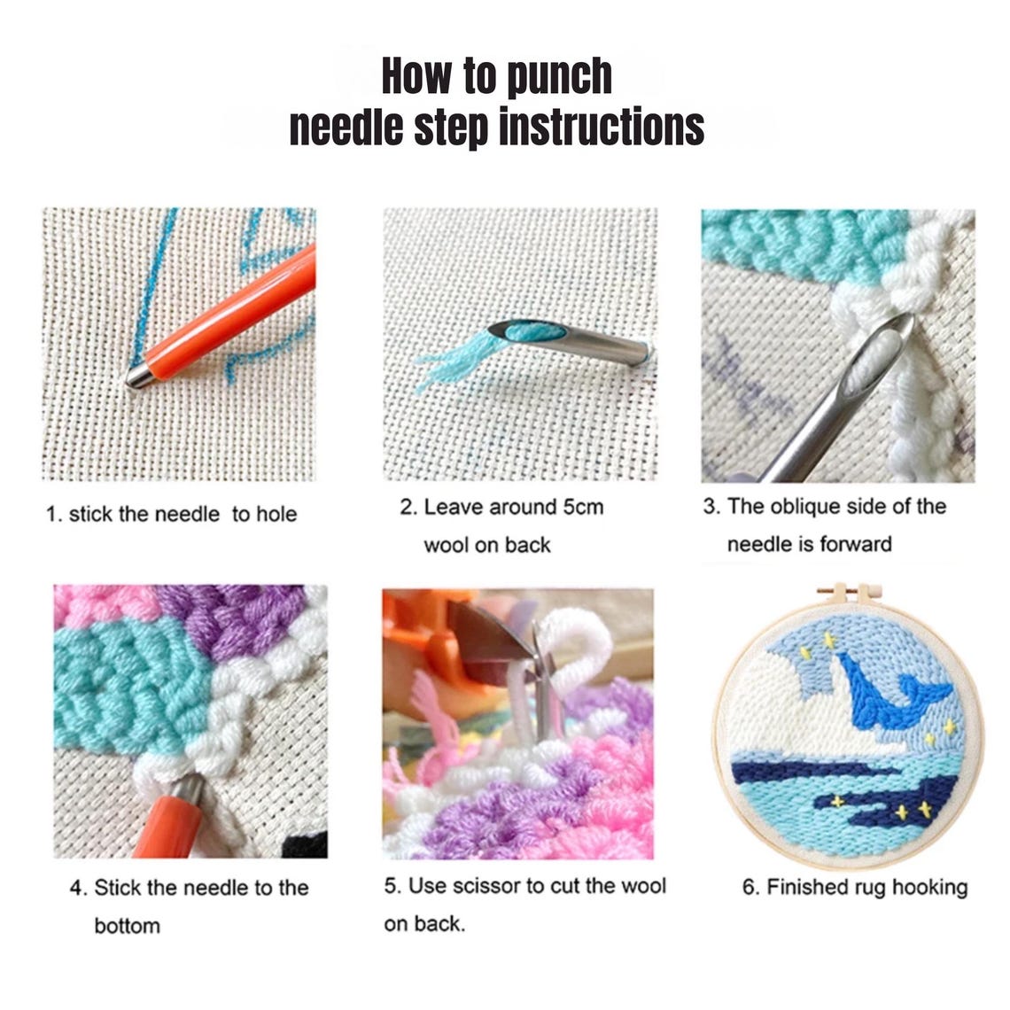 DIY Cat Punch Needle Embroidery Kit –beginner Craft Set With Hoop, Yarn ...