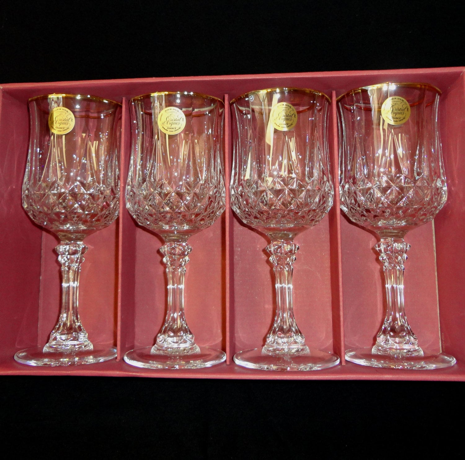 Crystal and Gold Trim Wine Glasses CRYSTAL D' ARQUES of Etsy