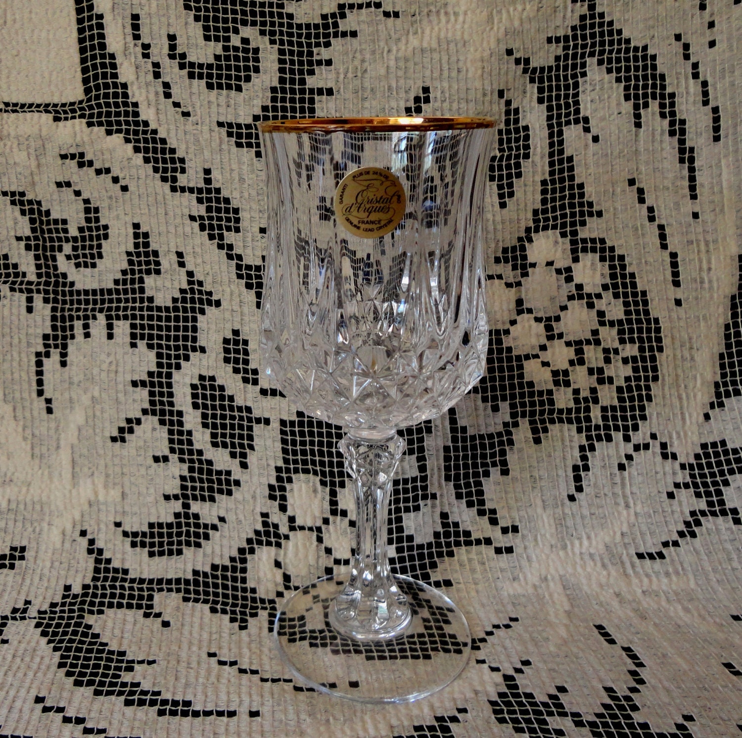 Crystal and Gold Trim Wine Glasses CRYSTAL D' ARQUES of Etsy