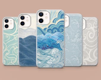 Ink wave Phone Case Abstract ocean Cover for iPhone 16,15,14,13,12, Samsung S25Fe,S24,S23,S22,A16,A26,A56, Pixel 9Pro,8A,