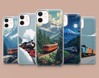 Funda de viaje para teléfono móvil con diseño de tren para iPhone 16, 15, 14, 13, 12, Samsung S25Fe, S24, S23, S22, A16, A26, A56, Pixel 9Pro, 8A;