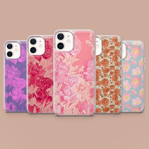 Peony Flower Phone Case Romantic Floral Cover for iPhone 16,15,14,13,12, Samsung S25Fe,S24,S23,S22,A16,A26,A56, Pixel 9Pro,8A,