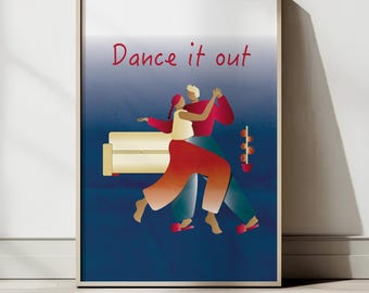 Dance It Out – Printable Wall Art, Couple Dancing Poster, Modern Home Decor, Digital Download