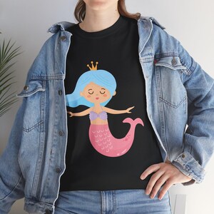 Mermaid Unisex Heavy Cotton Tee, Cute Gift for Kids, Beachwear, Summer Vibes, Birthday Present, Family Outing