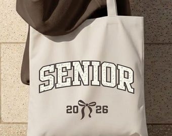 Senior 2026 Bow Tote Bag: College Graduation Gift, Class of 2026 Senior Tote