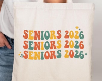 Seniors 2026 Tote Bag Retro Groovy Graduation Gift, Class of 2026 Senior Year