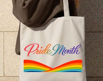 Pride Month Rainbow Tote Bag: LGBTQ Canvas Tote, Colorful Pride Gift