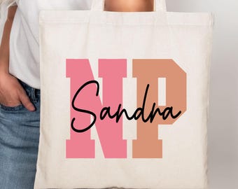 Sacs personnalisés pour infirmières praticiennes. Sac fourre-tout en toile personnalisé pour infirmières praticiennes, cadeau idéal. C52