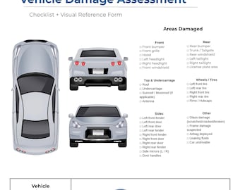 Vehicle Damage Assessment Form | Printable Car Damage Checklist PDF