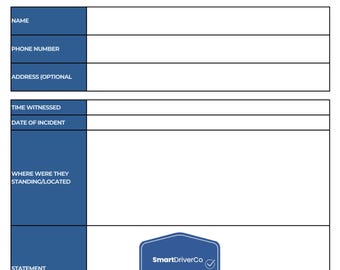 Witness Report Form | Printable Car Accident Documentation Sheet (PDF)