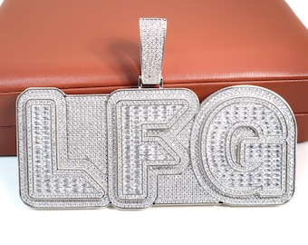 Pendentif personnalisé lettres initiales baguette glacées, collier prénom monogramme lettres Jumbo diamant bling CZ, bijoux personnalisés de rappeur hip-hop