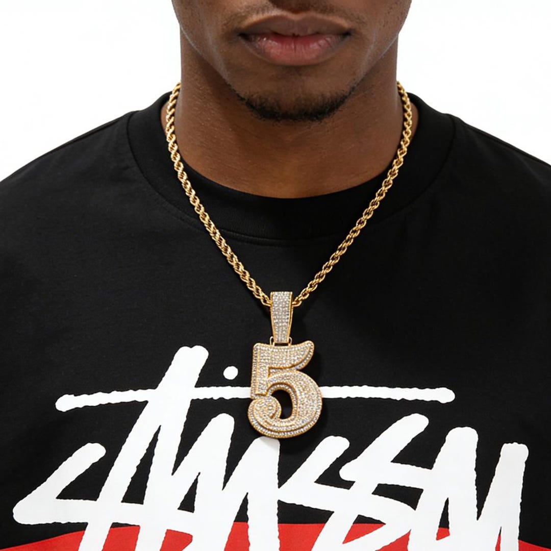 Rapper Pendant Numbers Iced Out 0-9 Big Numbers Pendant Necklace, Bling Hip Hop Number ...