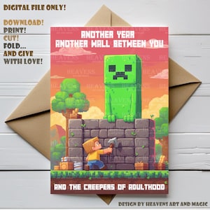 Sarcastic Gamer Birthday Card | Instant Download Print at Home | png birthday card | Gift for teen gamer | Card for teen ,Greeting for Gamer