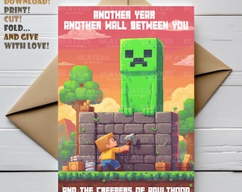 Sarcastic Gamer Birthday Card | Instant Download Print at Home | png birthday card | Gift for teen gamer | Card for teen ,Greeting for Gamer