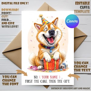 Akita lover Birthday Card | Digital Birthday Card  | Cute Editable Template | Edit Name | Personalised Birthday Card | Editable in Canva