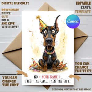 Doberman lover Birthday Card | Birthday Card for | Cute Editable Template | Edit Name | Personalised Birthday Card | Editable in Canva