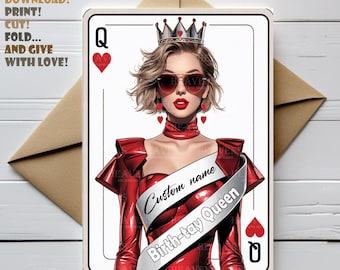 Tarjeta de cumpleaños personalizada de Swiftie Queen / Nombre personalizado / Tarjeta digital de cumpleaños de Taylor / Tarjeta para mujer / amiga, hermana, fanática adolescente de Taylor