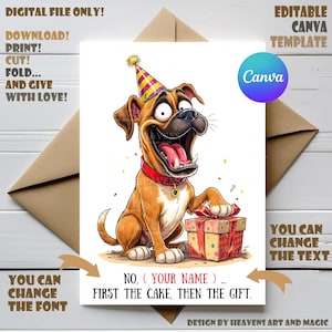 Boxer lover Birthday Card | Digital Birthday Card  | Cute Editable Template | Edit Name | Personalised Birthday Card | Editable card