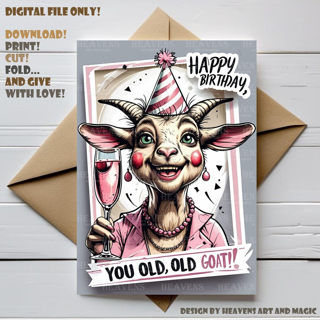 Old Goat Birthday Card | Digital Download | Printable Birthday Card for ...