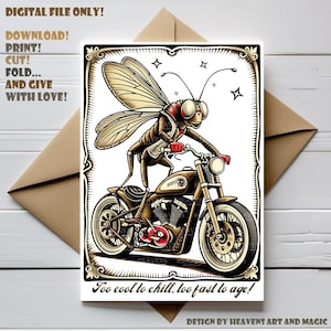 Retro Motorcycle Birthday Card | Funny Printable Greeting Card for Him | Vintage Biker Gift | Cool Card for Men Who Love Motorcycles