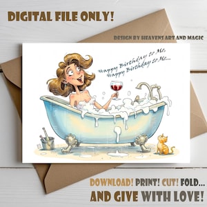 Funny birthday Card | Birthday Card for Her | Self Love Card | wine lover card Fynny Card for woman, friend, girlfriend | digital card