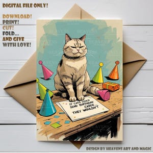 Funny Cat lover Birthday Card | Printable Digital Download | Joke Birthday Card for Him or Her | Silly Card | Cat mom and dad