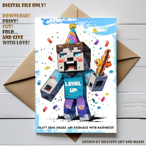 Happy Birthday, Little Zombie! | Minecraft-Inspired Digital birthday card | Sarcastic Gamer Birthday Card | Instant Download Print at Home