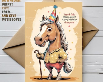 Armand Foster Grußkarte Happy Birthday Horses & Ponies – A5, Blanko, Lustig, Mit Umschlag