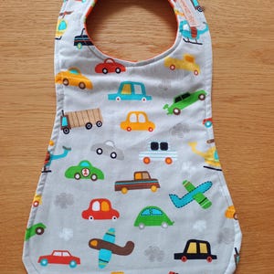 Baby bib personalized sloppy bib baby bib vehicles cars dots gift