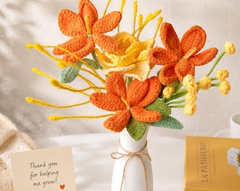 Crochet Flower Bouquet, Handmade Forever Flowers, Thank You Gift & Home Decor