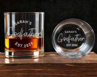 Custom The Godfather Whiskey Glass, Special Godparent Gift, Communion Baptism Gift, Will you be my Godfather Gift - Best Gift For Godfather