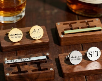 Personalized Cufflinks Tie Clip Box, Groomsmen Gifts, Tie Clip Personalized, Best Man Gift, Cuff Links Tie Clip Set, Groomsmen Proposal