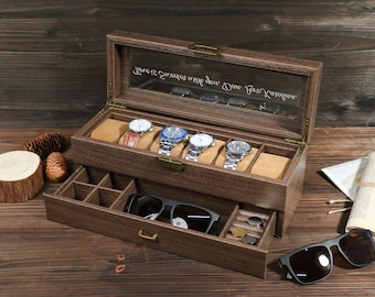Custom Engraved Watch Box, Personalized Watch Case, Men watch jewelry box, Gifts for husband, Anniversary Valentines Day Gifts for Men