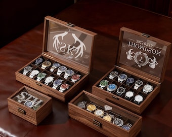 Custom Engraved Watch Box | Gift for Dad | Birthday Gift for Men | Personalized Watch Storage Case| Christmas gifts | Anniversary Gift