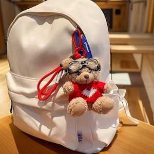 Teddy Bear Bag Charm – Cute Plush Keychain Accessory for Handbags, Backpacks, and Gifts – Kawaii Pink Bag Charm for Girls