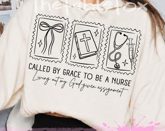 Called by Grace Nurse SVG PNG, God Given Assignment Quote, Christian Medical Doodle Design