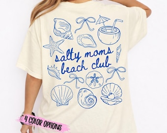 Salty Moms Beach Club SVG PNG | Coquette Summer Coastal Vibes | Girly Vacation Design