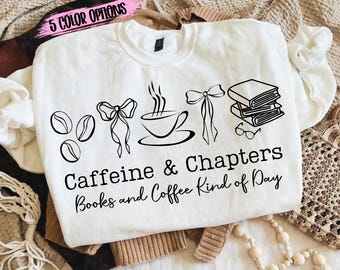 Caffeine & Chapters SVG PNG | Books Coffee Lover Club | Reading Design