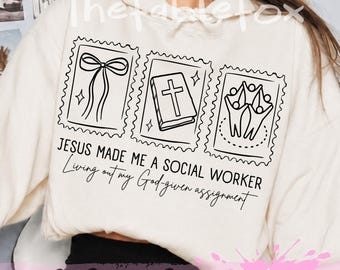 Jesus Made Me a Social Worker SVG PNG, God Given Assignment Quote, Christian Doodle Design