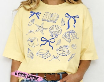 Coquette Bookish Girl Summer SVG PNG | Coastal Book Lover Club | Beach Reading Design