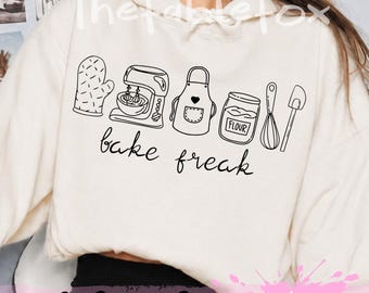 Bake Freak Baking SVG PNG, Baker Kitchen Lover, Hand Drawn Doodle Design