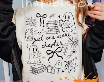 Nur noch ein Kapitel (SVG/PNG) | Gruseliges Geister-Lesebuch-Design | Halloween-Lesezeit