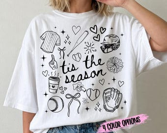 Tis The Season Softball Baseball SVG PNG | Game Day Clipart | Mom Life Design