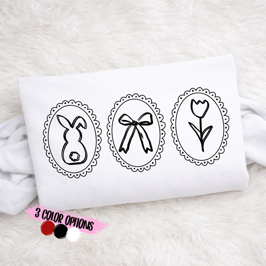 Happy Easter Doodle SVG PNG | Easter Bunny Clipart | Spring Bow Design ...