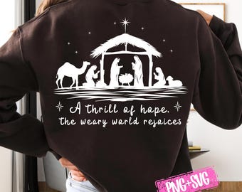 Nativity Scene SVG PNG, Jesus Mary Joseph, Christmas Clipart, Christian Bible Verse Sublimation Design
